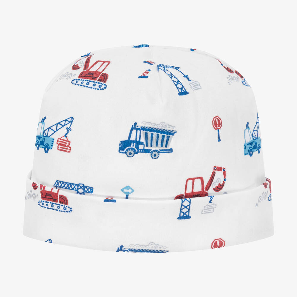 Kissy Kissy - Baby Boys White Cotton Building Site Hat | Childrensalon