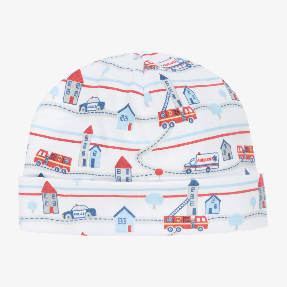 Kissy Kissy - Bonnet blanc coton Camions Bébé | Childrensalon