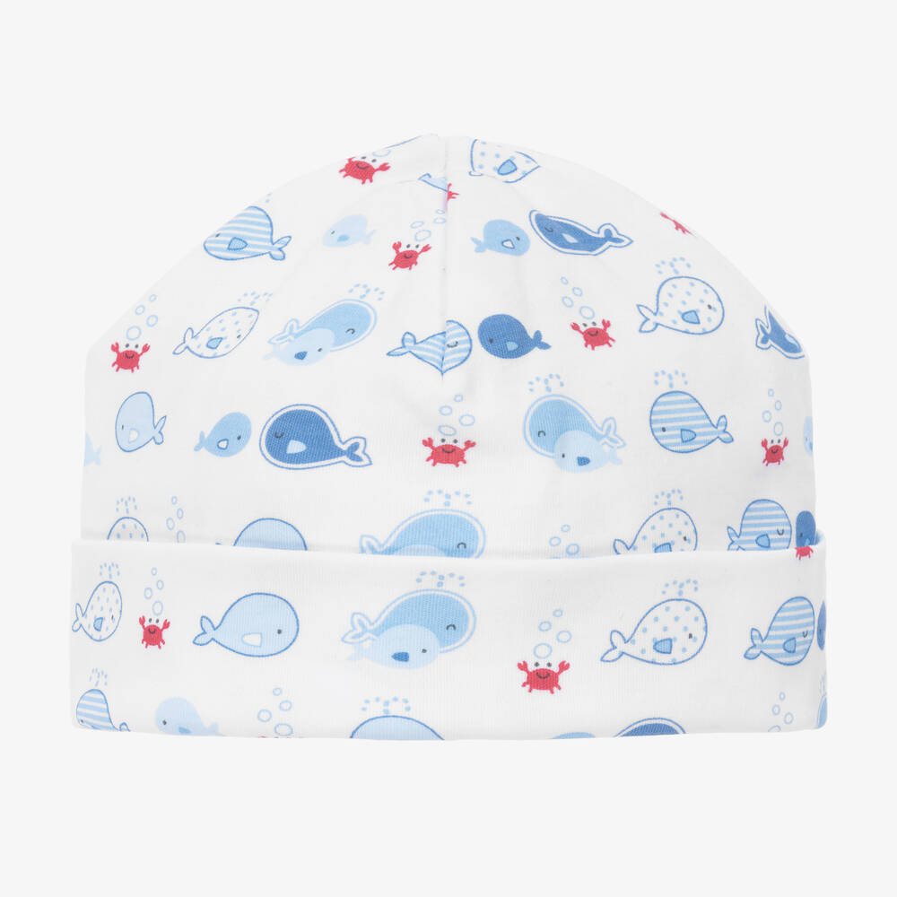 Kissy Kissy - Bonnet blanc en coton Whale Watch | Childrensalon