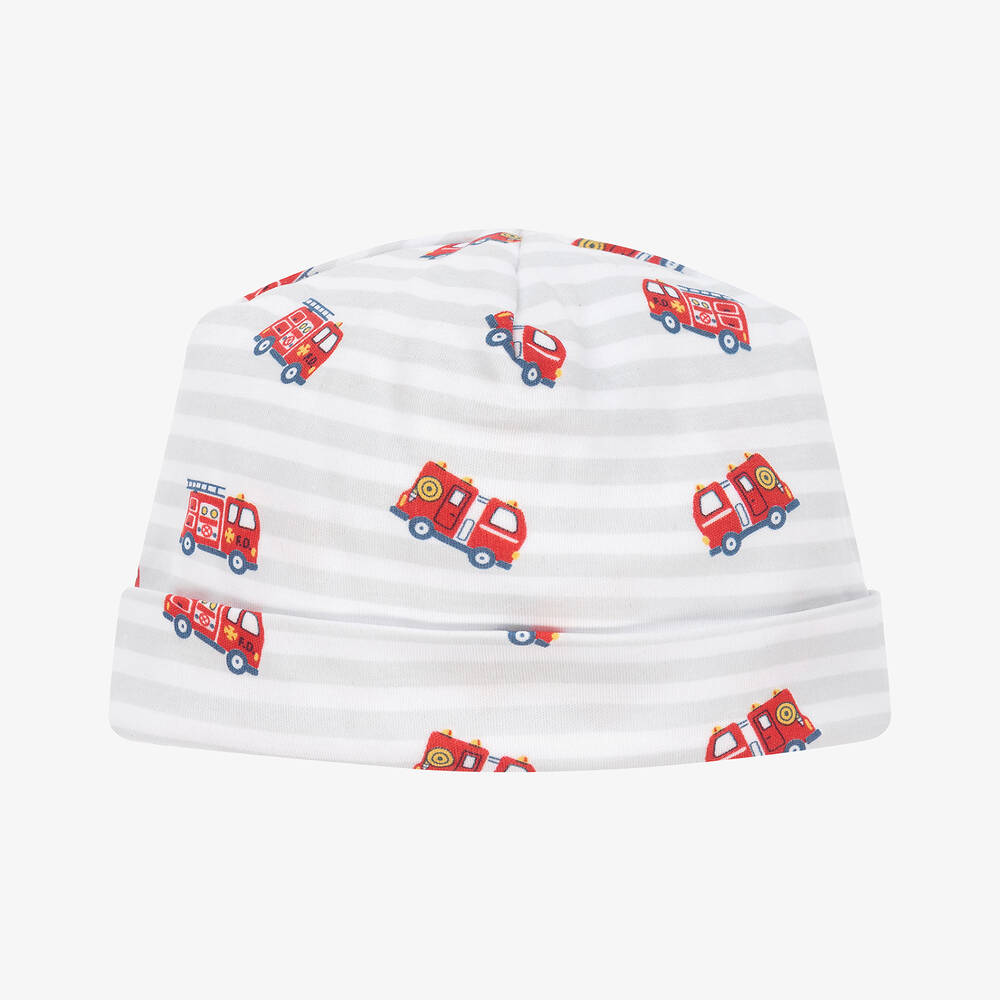 Kissy Kissy - Baby Boys White & Grey Firetruck Rescue Hat | Childrensalon