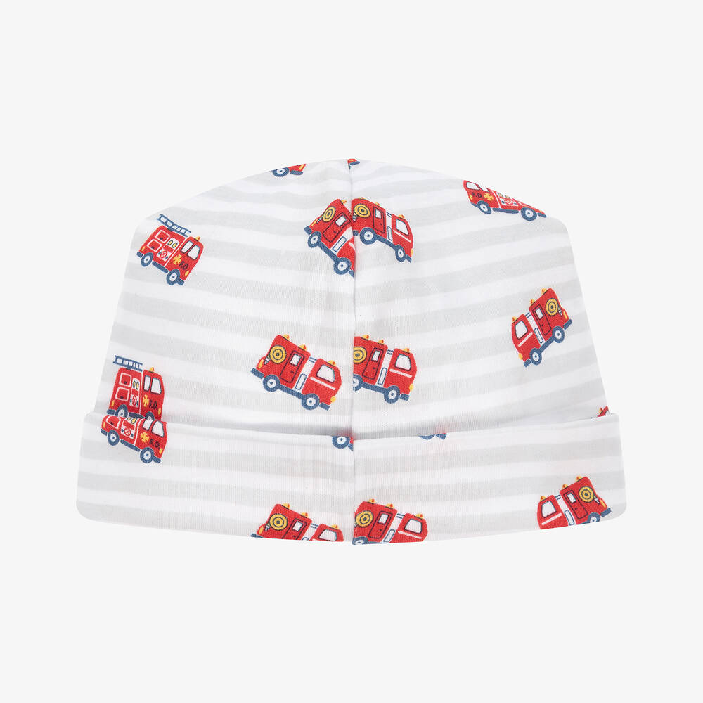 Kissy Kissy-Baby Boys White & Grey Firetruck Rescue Hat | Childrensalon Outlet
