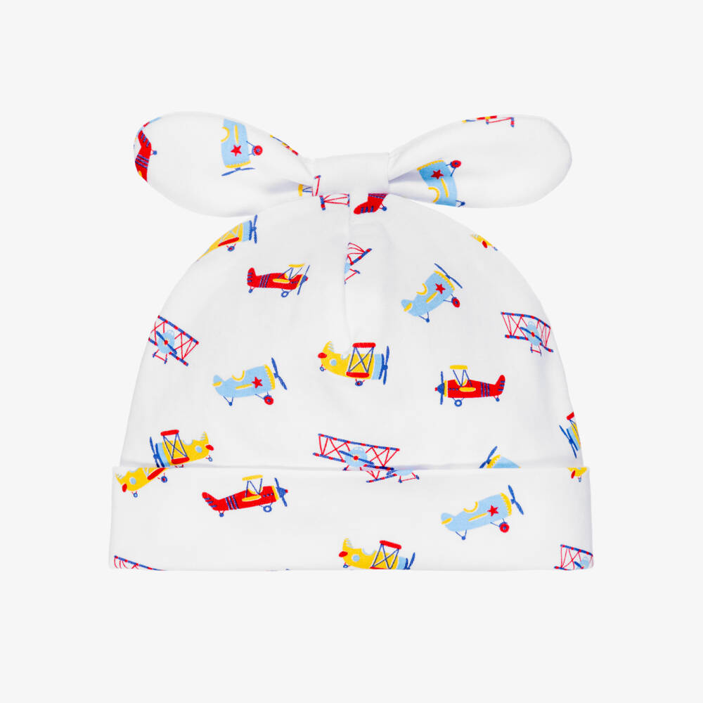 Kissy Kissy-Baby Boys White Pima Cotton Aeroplane Hat | Childrensalon Outlet