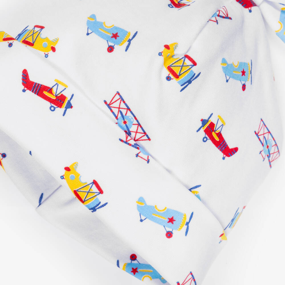 Kissy Kissy-Baby Boys White Pima Cotton Aeroplane Hat | Childrensalon Outlet