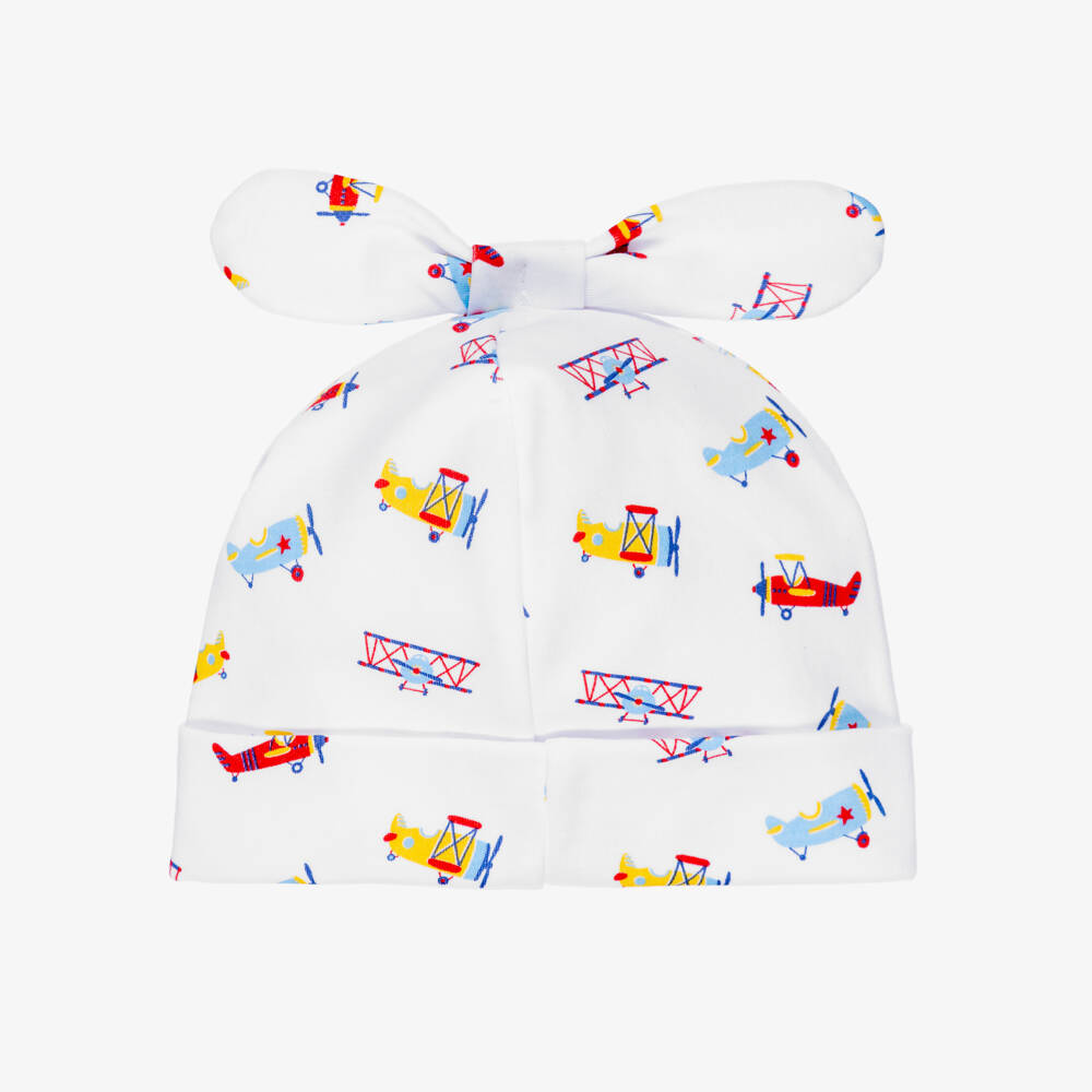 Kissy Kissy-Baby Boys White Pima Cotton Aeroplane Hat | Childrensalon Outlet