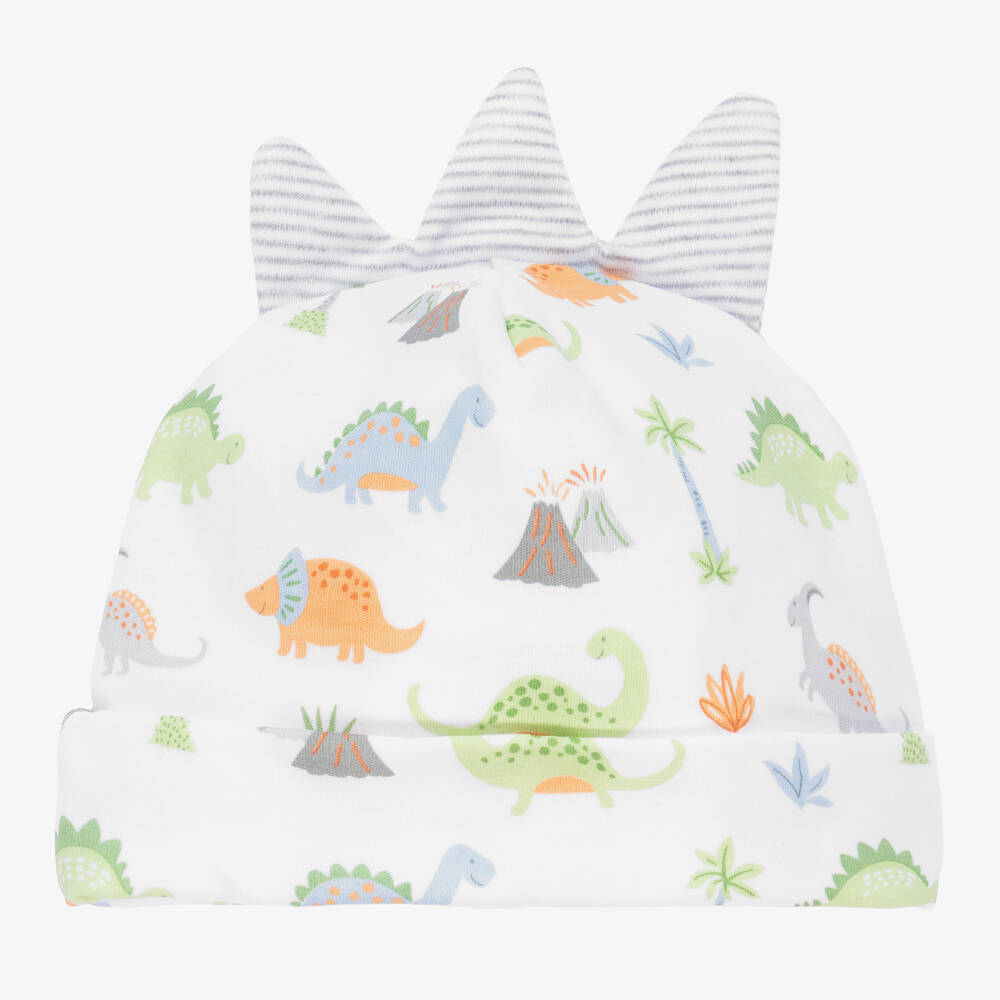 Kissy Kissy - Baby Boys White Pima Cotton Dino Frontier Hat | Childrensalon