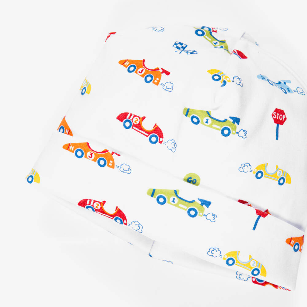 Kissy Kissy-Baby Boys White Pima Cotton Racing Hat | Childrensalon Outlet