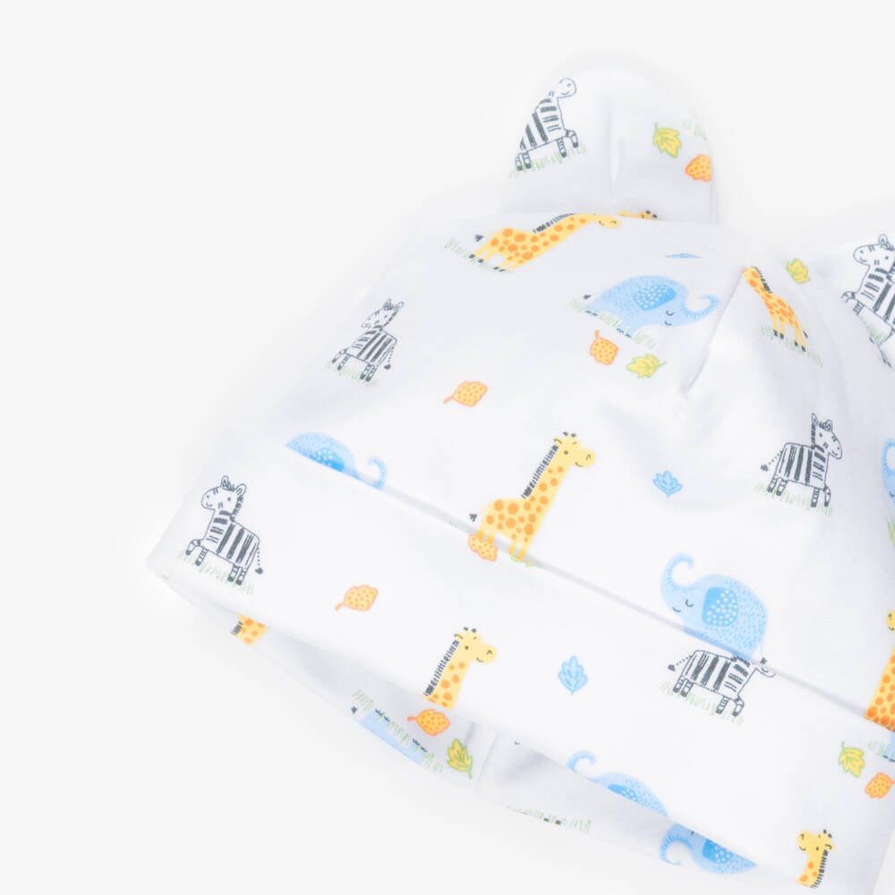 Kissy Kissy-Baby Boys White Pima Cotton Safari Bunch Hat | Childrensalon Outlet
