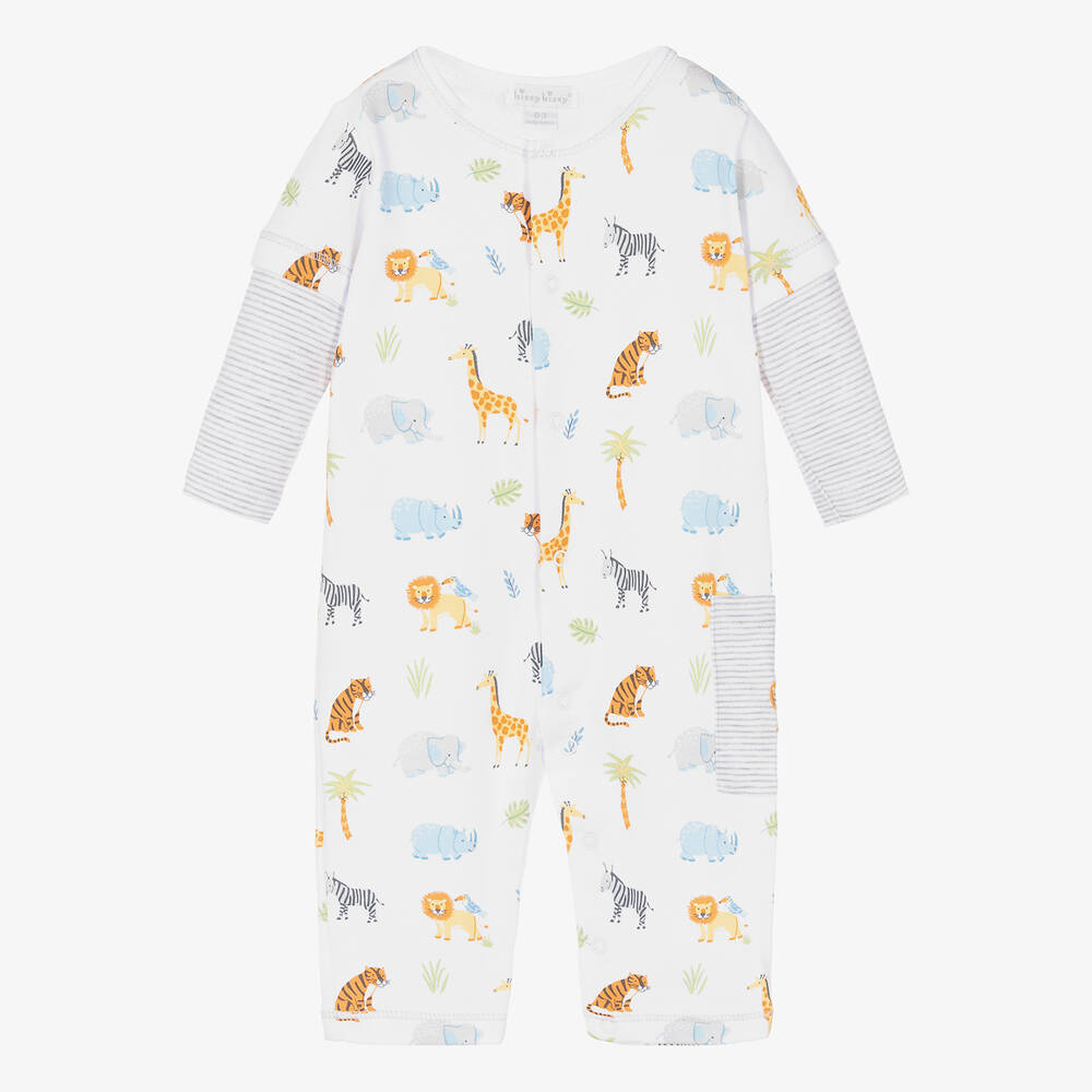 Kissy Kissy-Baby Boys White Tropical Jungle Romper | Childrensalon Outlet
