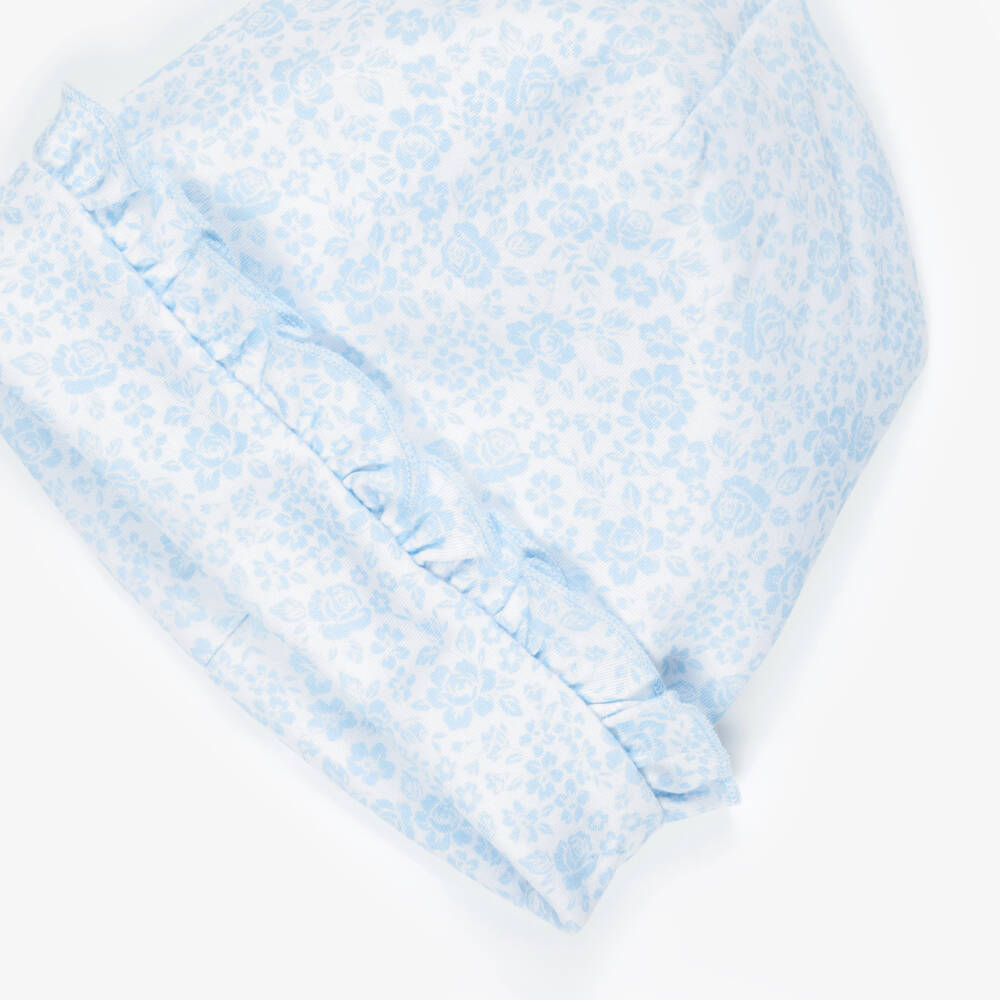 Kissy Kissy-Baby Girls Blue Floral Pima Cotton Hat | Childrensalon Outlet