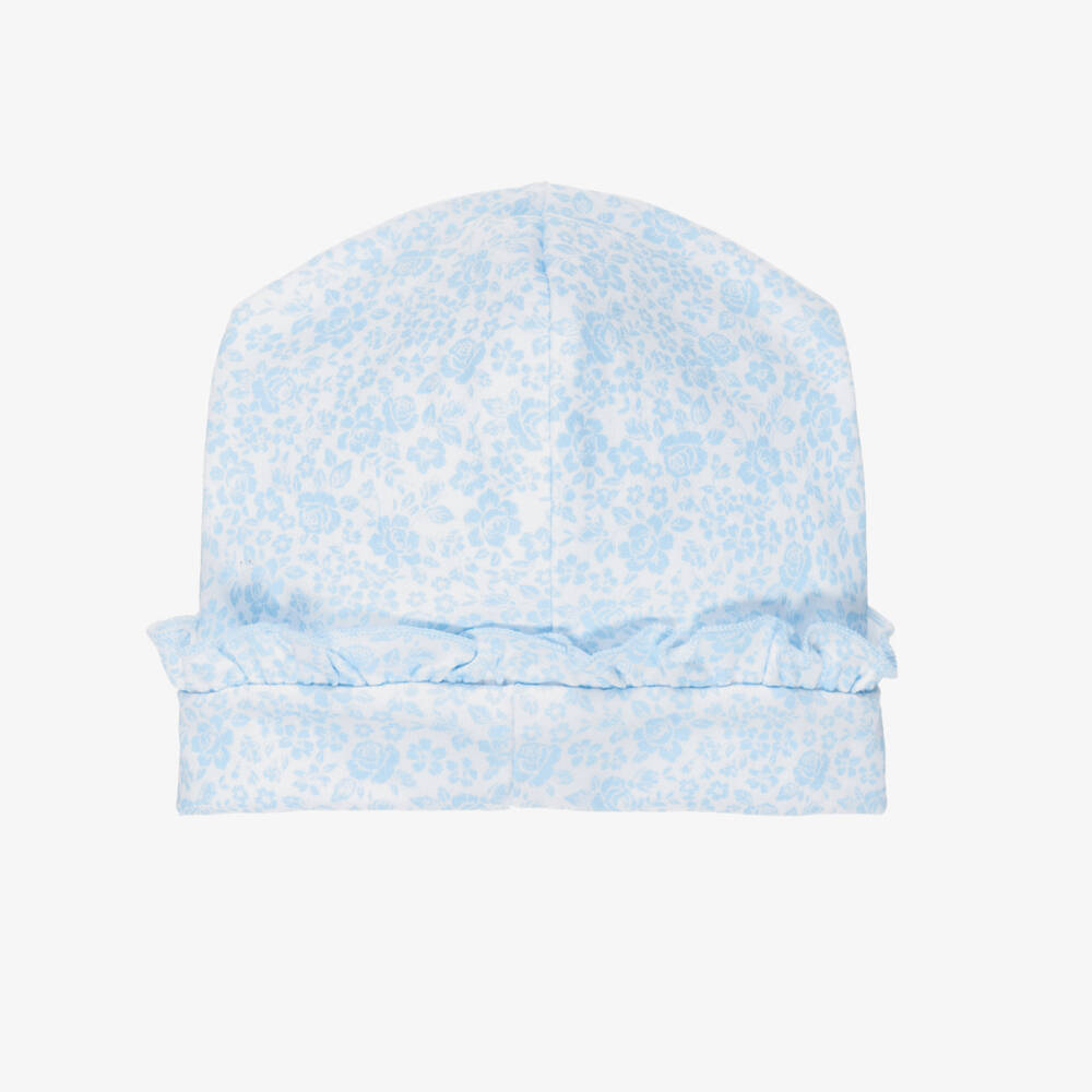 Kissy Kissy-Baby Girls Blue Floral Pima Cotton Hat | Childrensalon Outlet