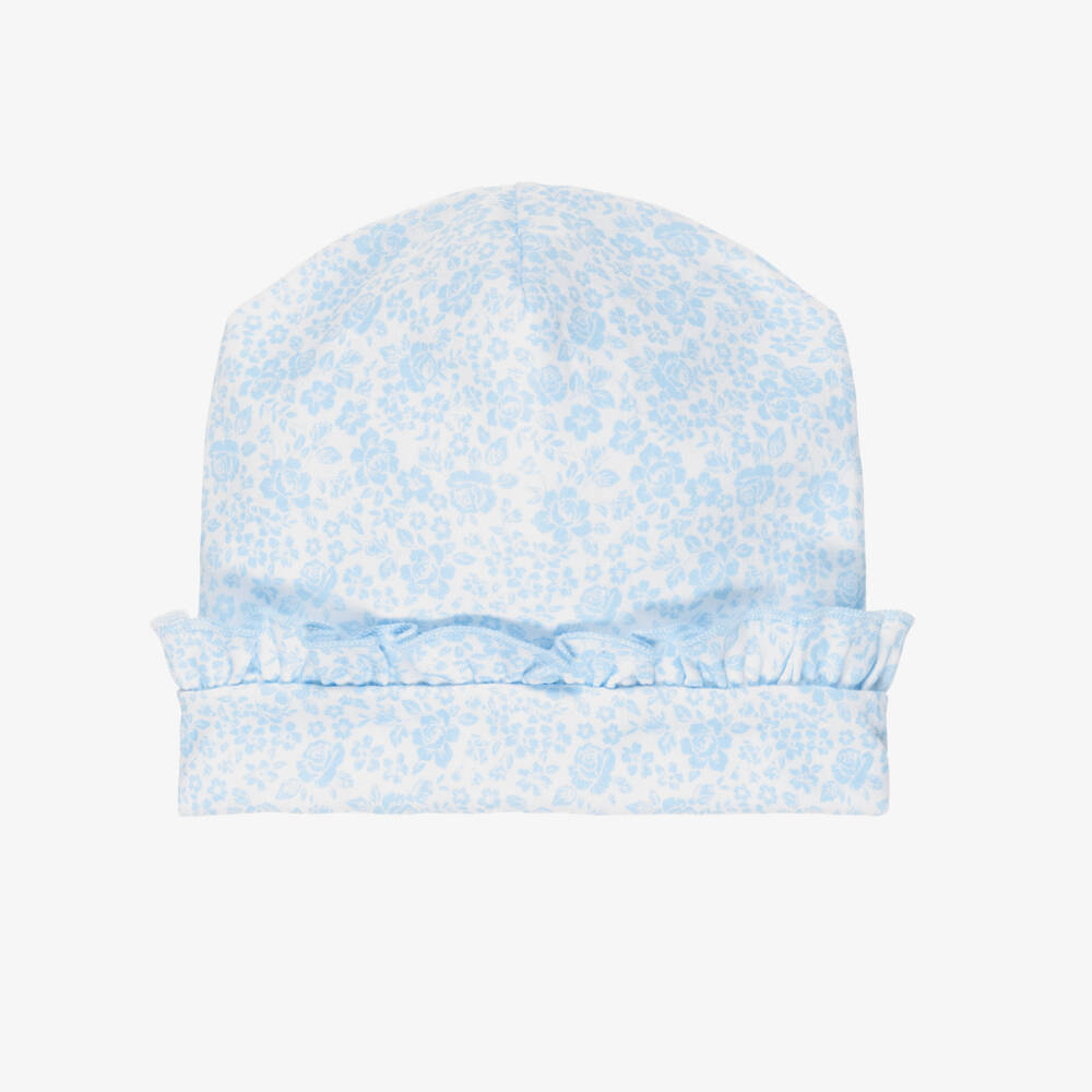Kissy Kissy-Baby Girls Blue Floral Pima Cotton Hat | Childrensalon Outlet