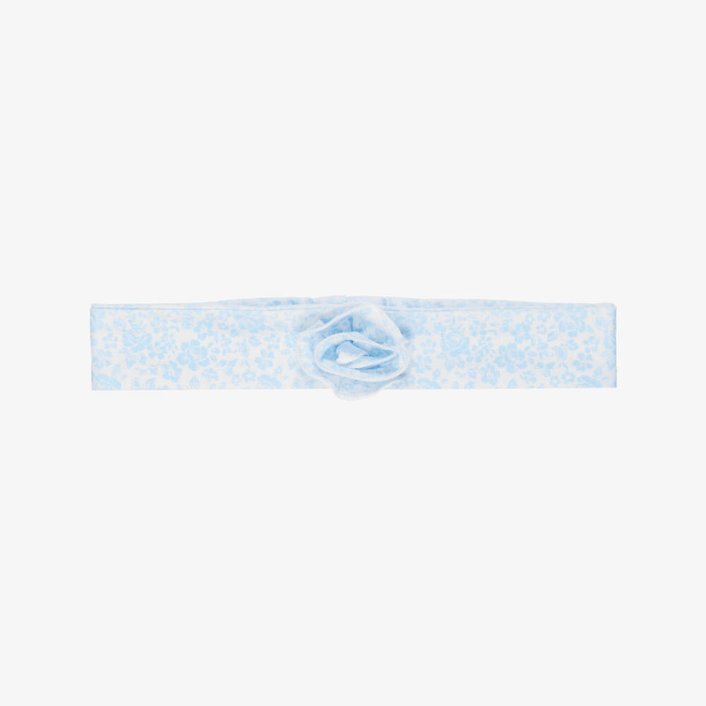 Kissy Kissy-Baby Girls Blue Floral Pima Cotton Headband | Childrensalon Outlet