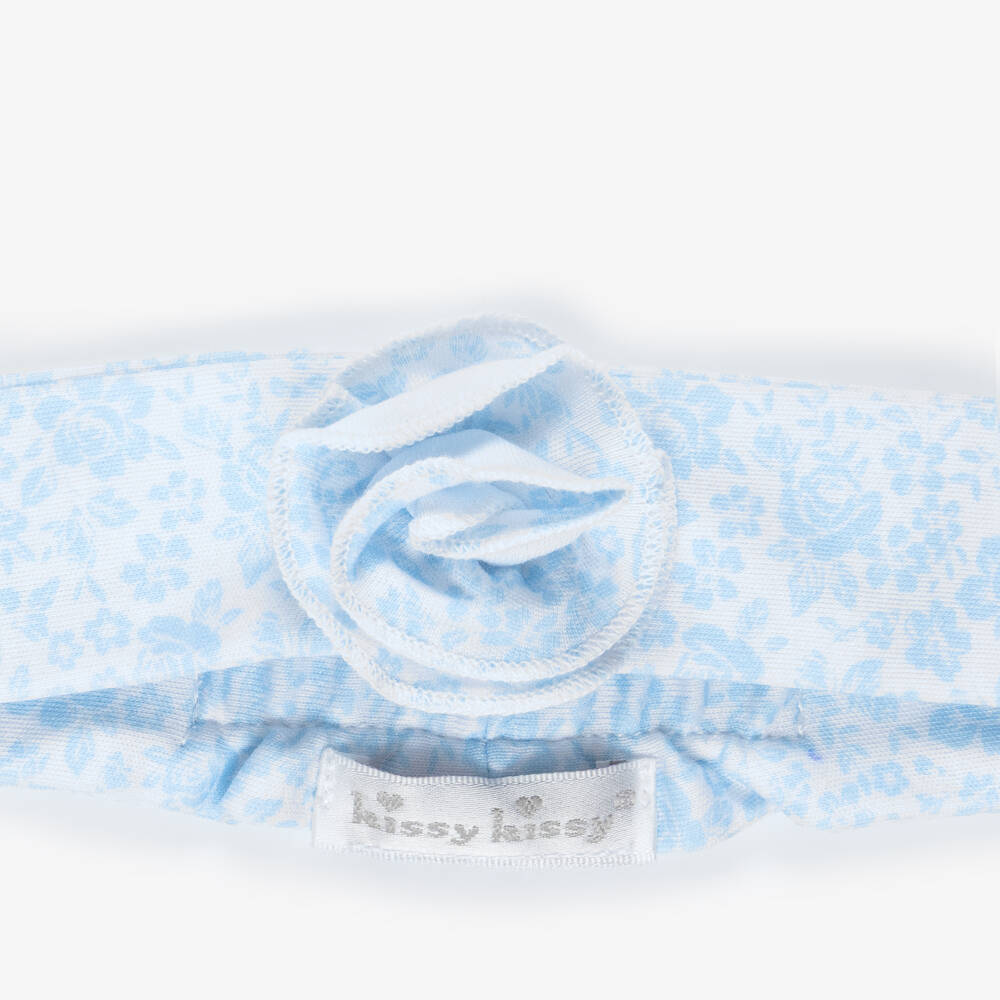 Kissy Kissy-Baby Girls Blue Floral Pima Cotton Headband | Childrensalon Outlet