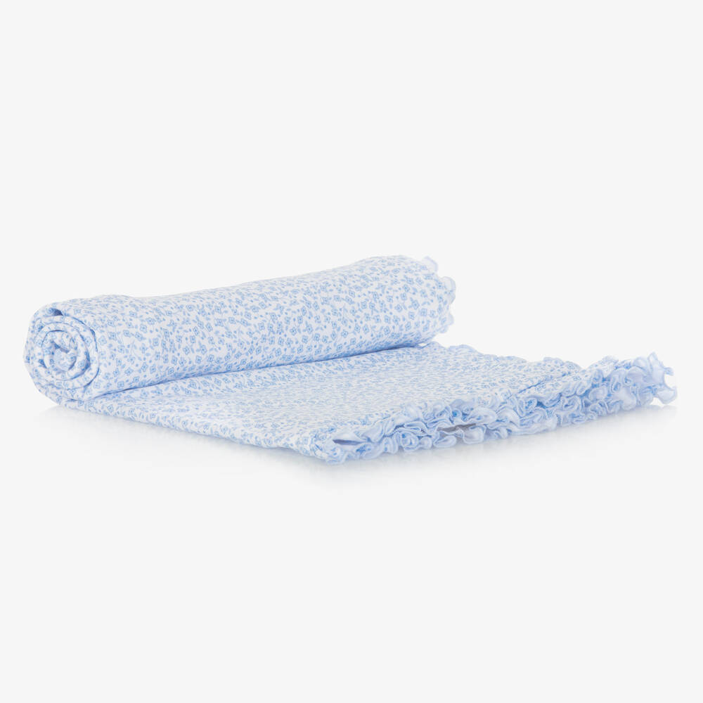 Kissy Kissy-Baby Girls Blue Petite Blooms Blanket (71cm) | Childrensalon Outlet