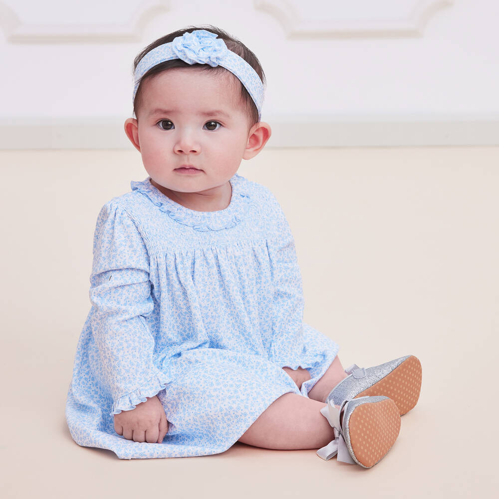 Kissy Kissy-Baby Girls Blue Petite Blooms Dress | Childrensalon Outlet