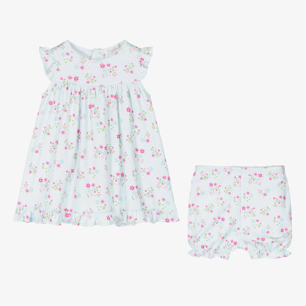 Kissy Kissy-Голубое платье из хлопка пима в цветочек для малышек | Childrensalon Outlet