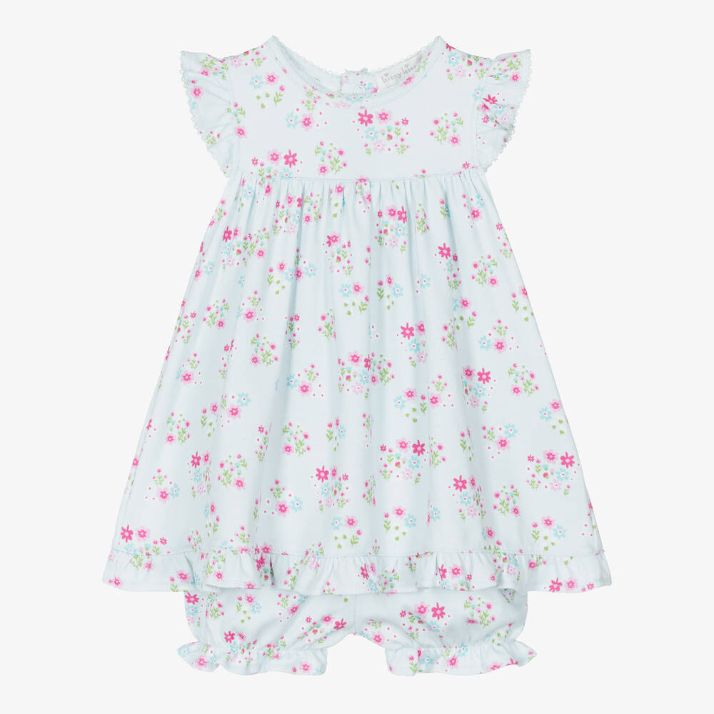 Kissy Kissy-Baby Girls Blue Pima Bunny Blossoms Dress | Childrensalon Outlet