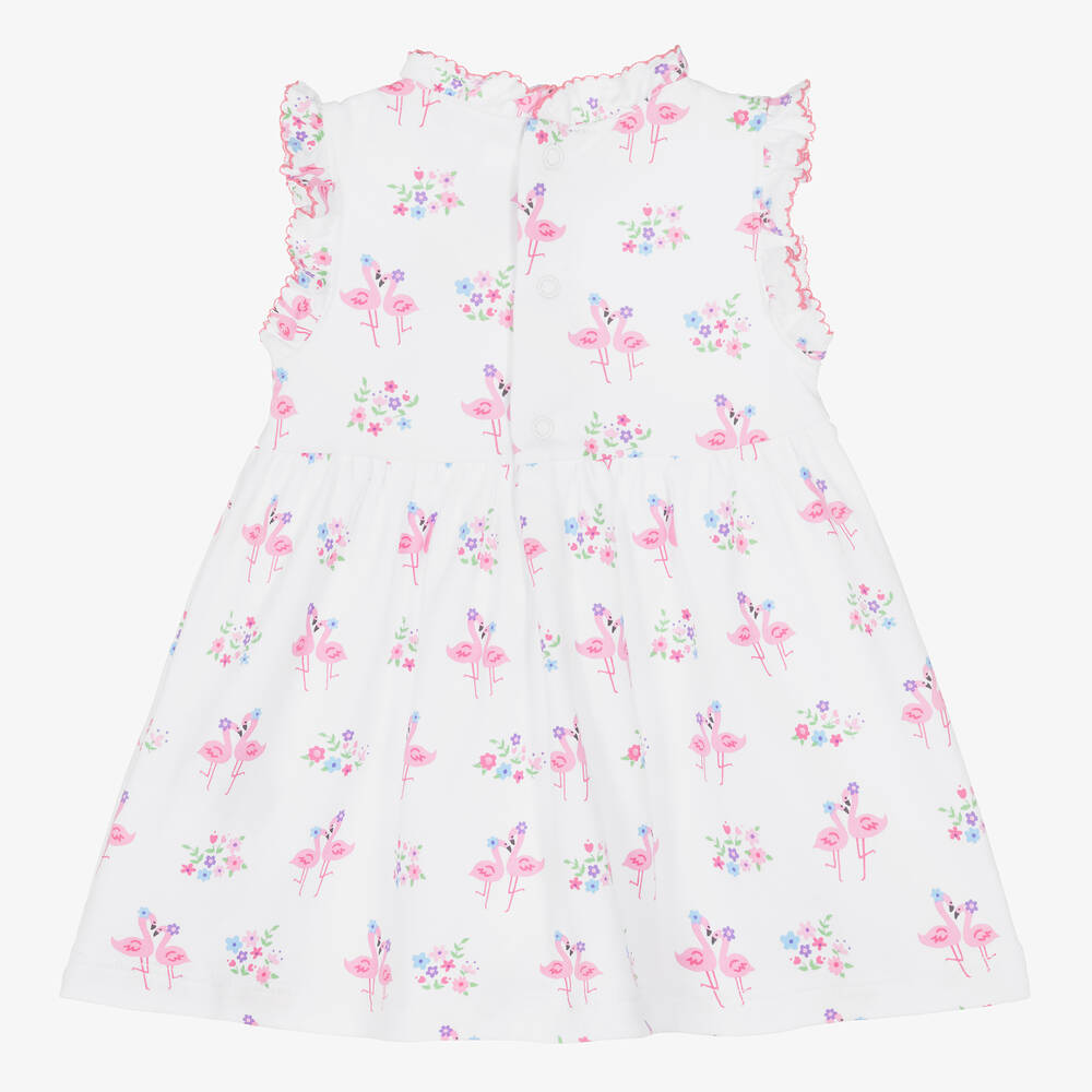 Kissy Kissy-فستان بطبعة فلامينجو قطن بيما لون أبيض | Childrensalon Outlet