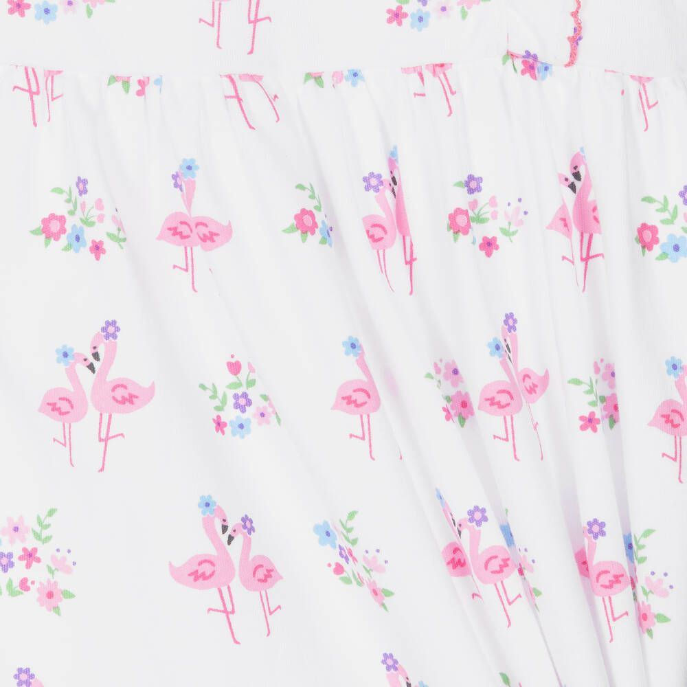 Kissy Kissy-فستان بطبعة فلامينجو قطن بيما لون أبيض | Childrensalon Outlet