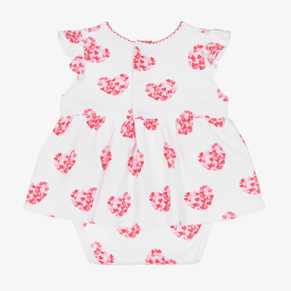 Kissy Kissy-فستان بطبعة قلوب قطن بيما لون أبيض للمولودات | Childrensalon Outlet