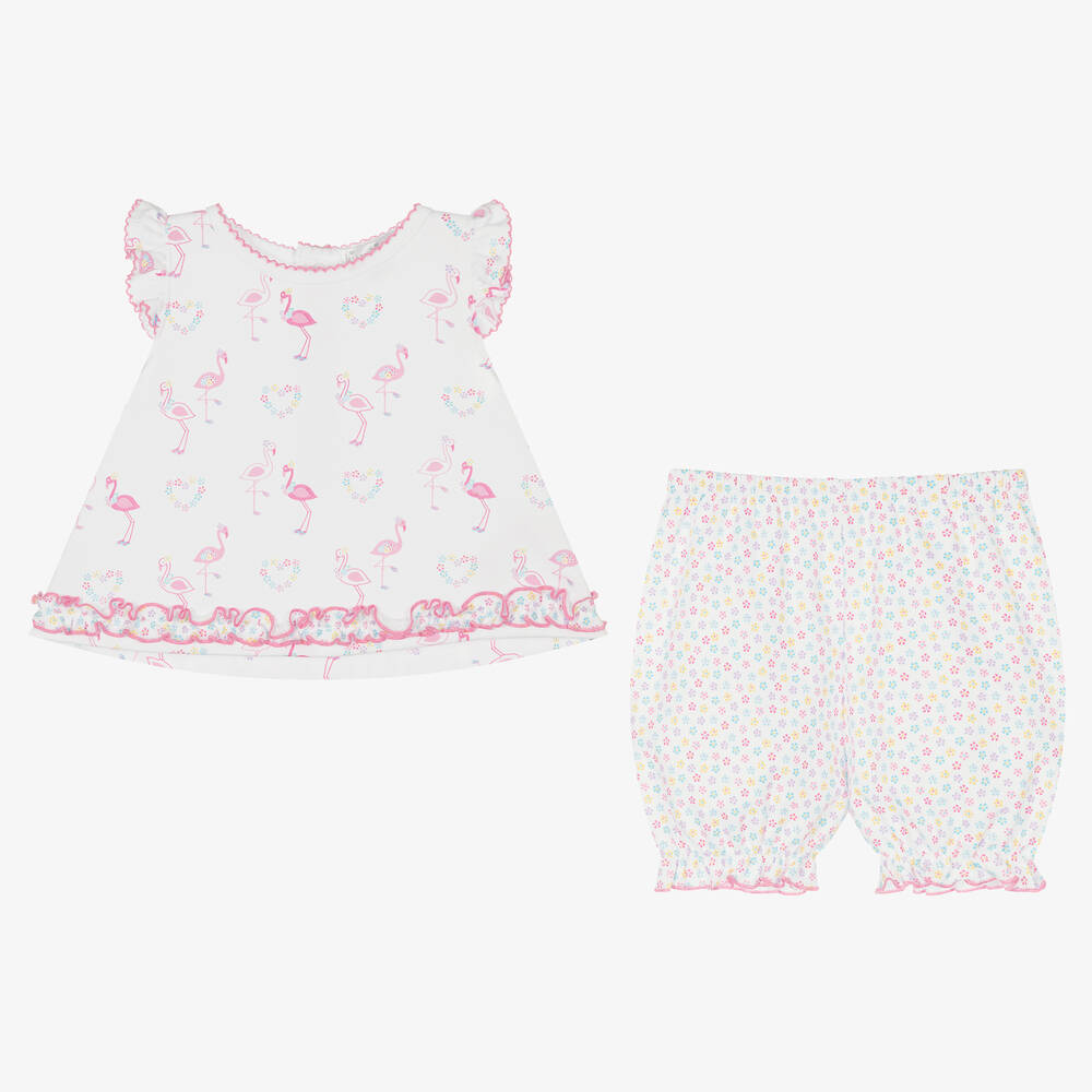 Kissy Kissy-طقم شورت قطن بيما لون أبيض للمولودات | Childrensalon Outlet