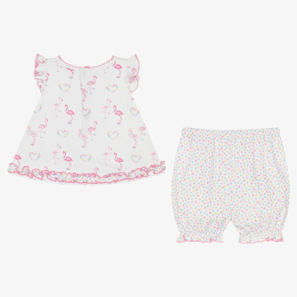 Kissy Kissy-طقم شورت قطن بيما لون أبيض للمولودات | Childrensalon Outlet