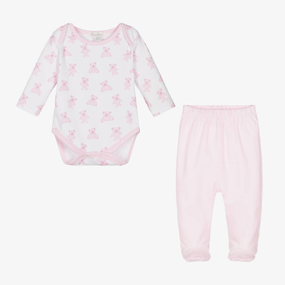 Kissy Kissy - Baby Girls Pink Beary Plaid Trouser Set  | Childrensalon