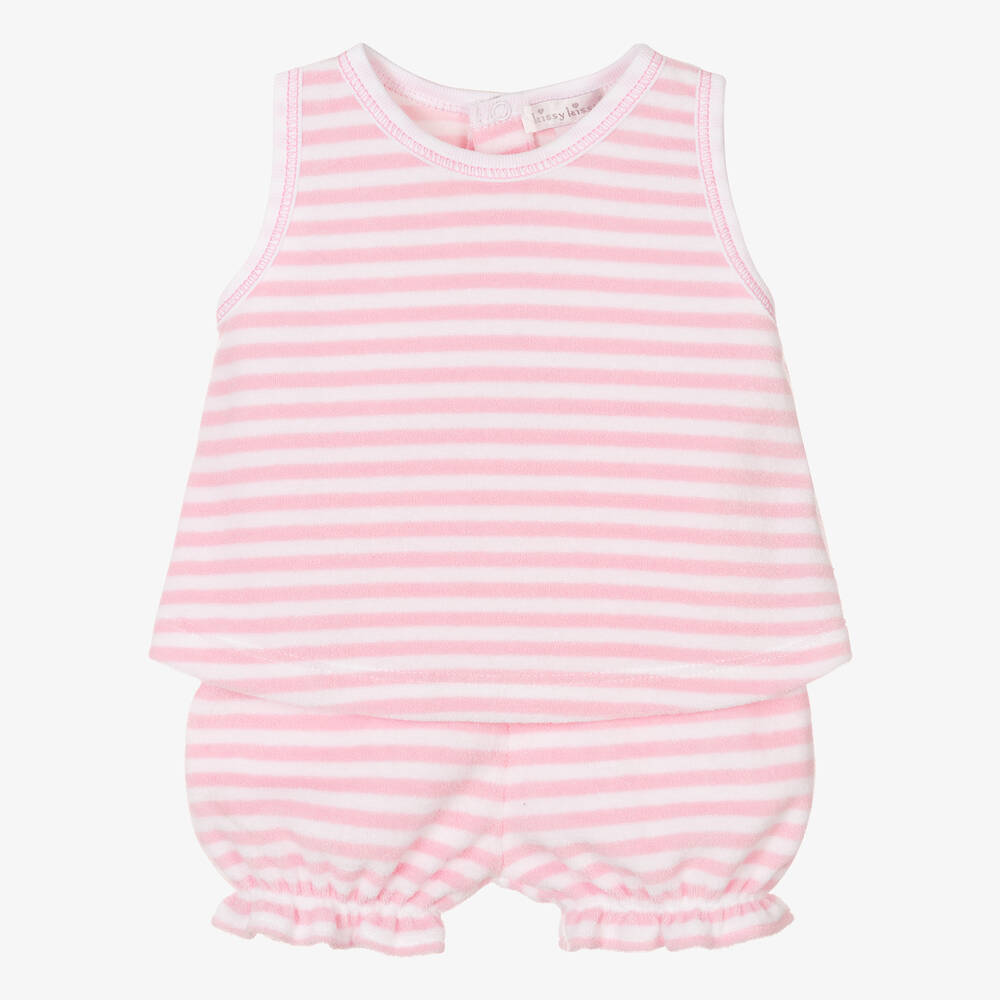 Kissy Kissy-Baby Girls Pink Cabana Terry Stripes Shorts | Childrensalon Outlet
