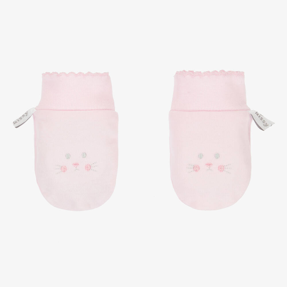 Kissy Kissy-Baby Girls Pink Cottontail Hollows Scratch Mittens | Childrensalon Outlet