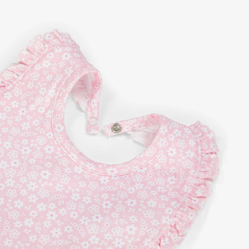 Kissy Kissy-Baby Girls Pink Floral Cotton Bib | Childrensalon Outlet