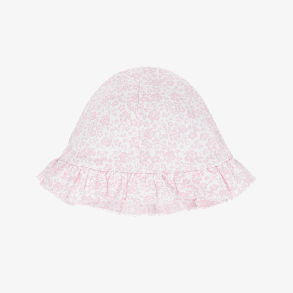 Kissy Kissy-Baby Girls Pink Floral Pima Cotton Sun Hat | Childrensalon Outlet