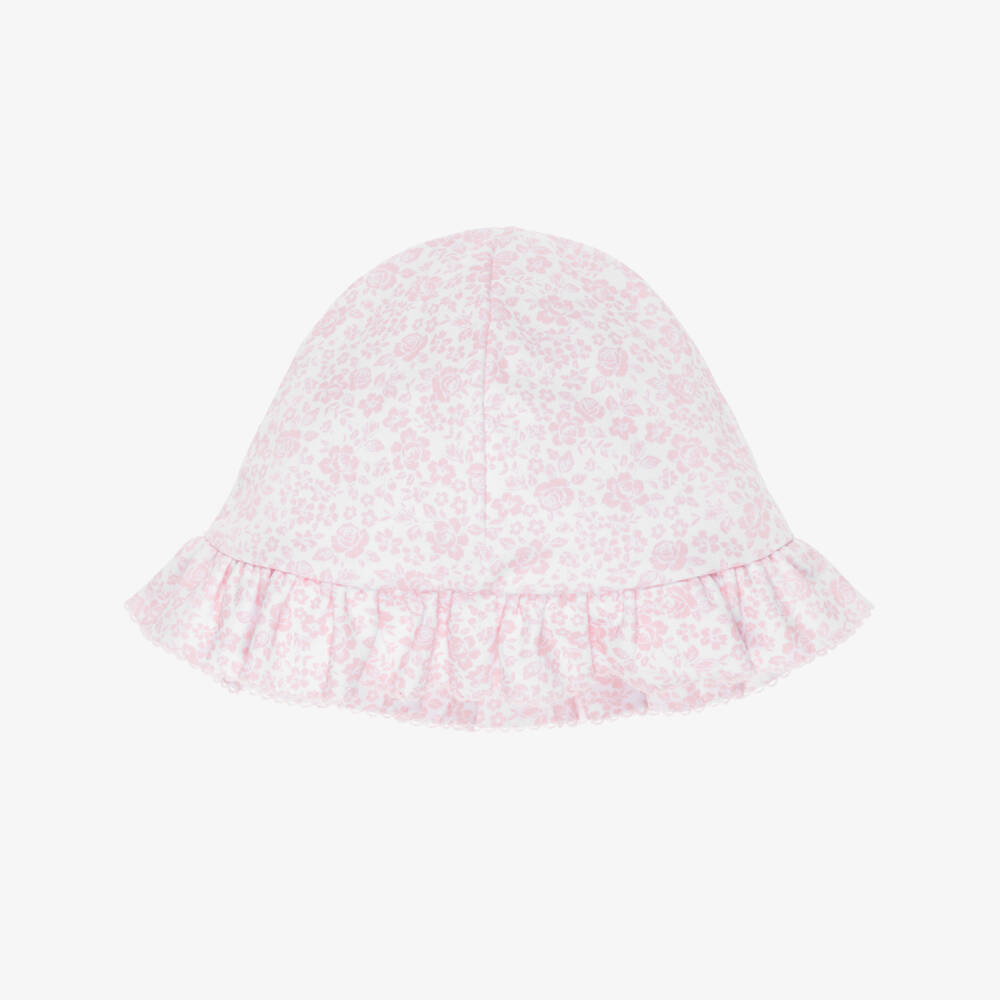 Kissy Kissy-Baby Girls Pink Floral Pima Cotton Sun Hat | Childrensalon Outlet