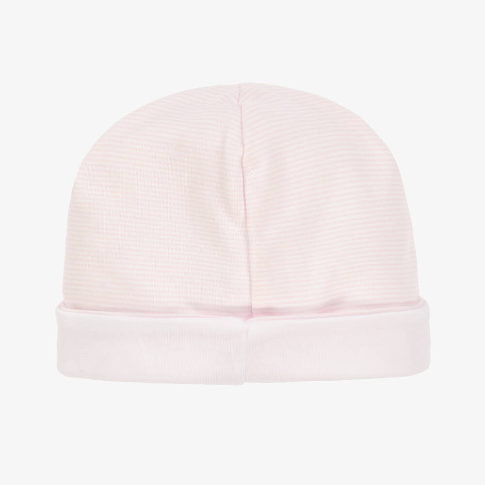 Kissy Kissy-قبعة قطن بيما مقلمة لون زهري وأبيض للمولودات | Childrensalon Outlet