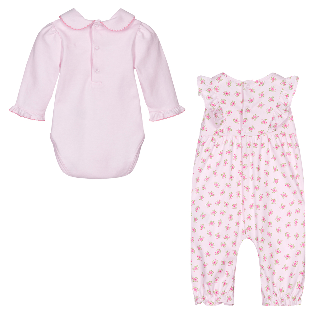 Kissy Kissy Baby Girls Pink Roses Dungaree Set Childrensalon Outlet