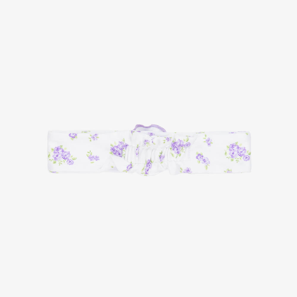 Kissy Kissy-Baby Girls Purple Roses and Blooms Pima Cotton Headband | Childrensalon Outlet