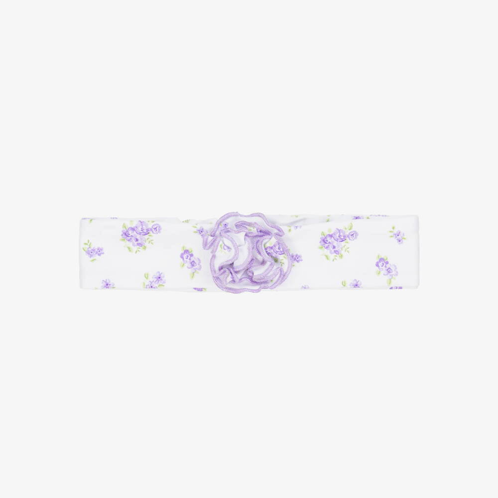 Kissy Kissy-Baby Girls Purple Roses and Blooms Pima Cotton Headband | Childrensalon Outlet