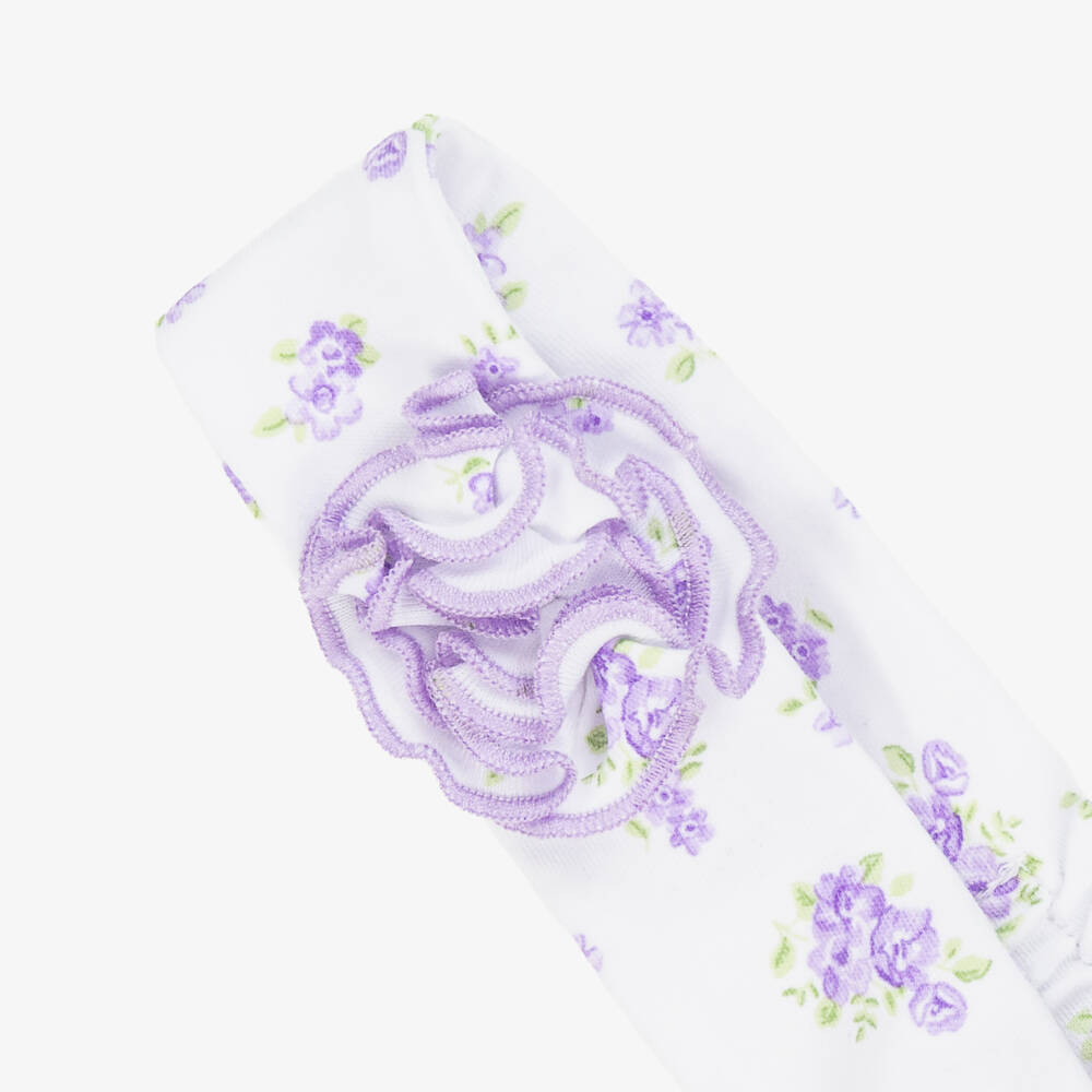 Kissy Kissy-Baby Girls Purple Roses and Blooms Pima Cotton Headband | Childrensalon Outlet