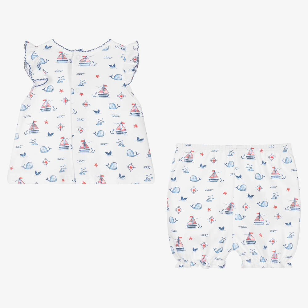 Kissy Kissy-Baby Girls Sail N Whale Cotton Shorts Set | Childrensalon Outlet