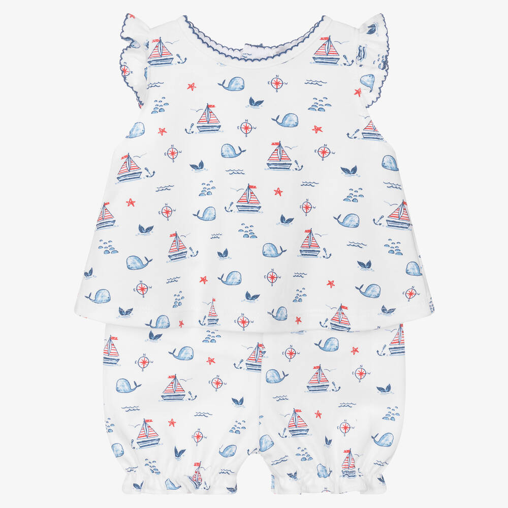Kissy Kissy - Baby Girls Sail N Whale Cotton Shorts Set | Childrensalon