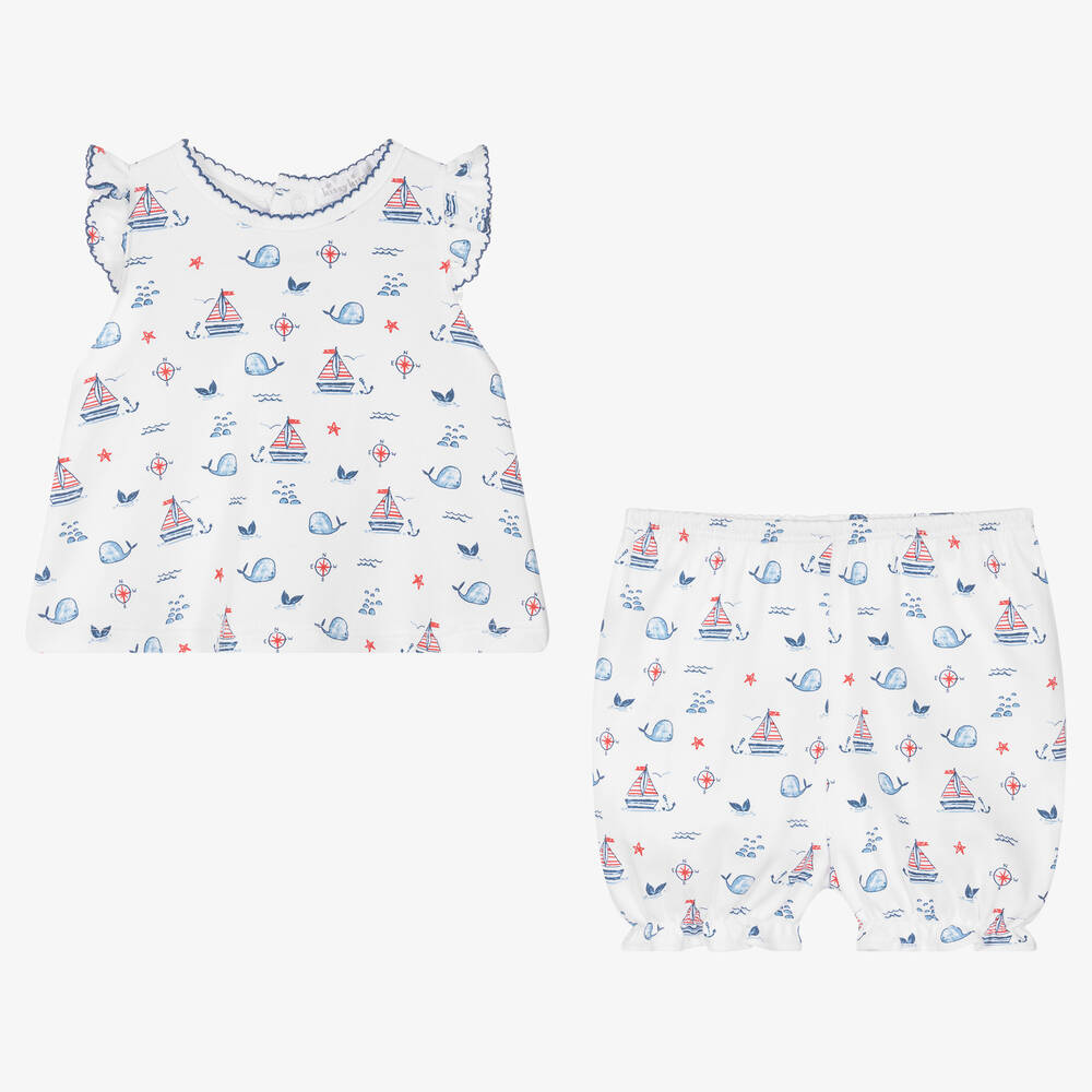 Kissy Kissy-Baby Girls Sail N Whale Cotton Shorts Set | Childrensalon Outlet