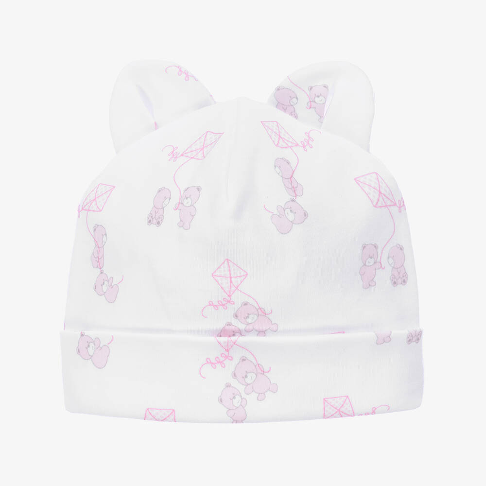 Kissy Kissy - Baby Girls White Cotton Beary Nice Kites Hat | Childrensalon
