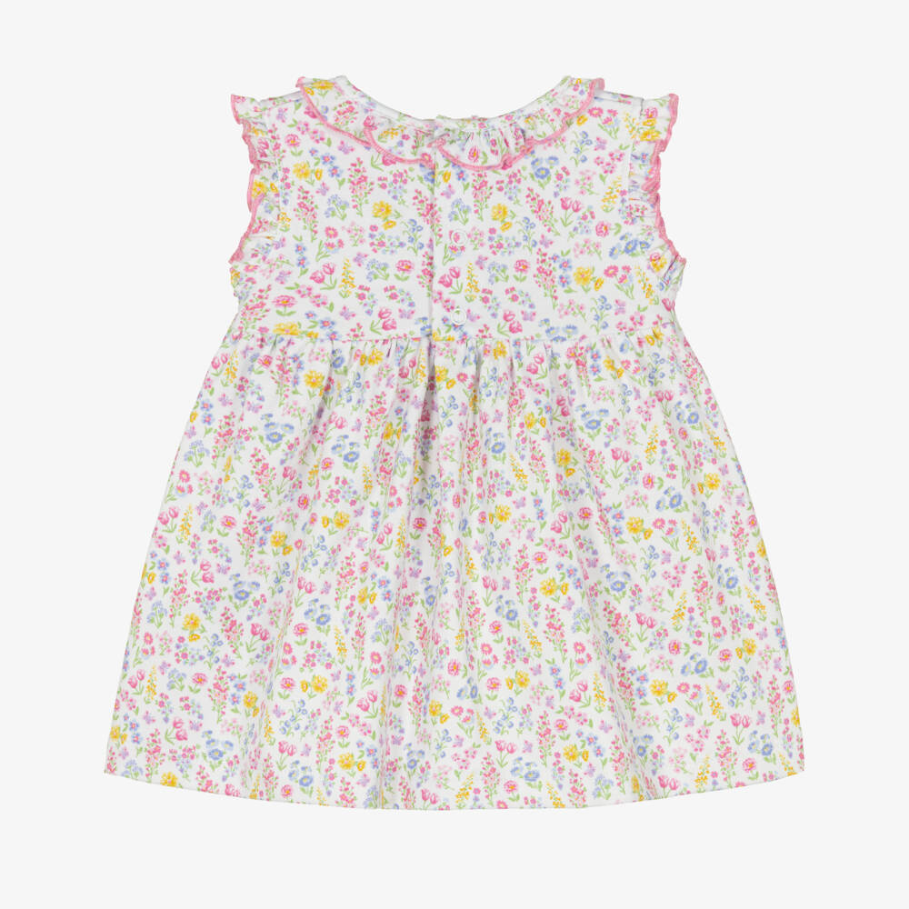 Kissy Kissy-Baby Girls White Pima Cotton Floral Dress | Childrensalon Outlet