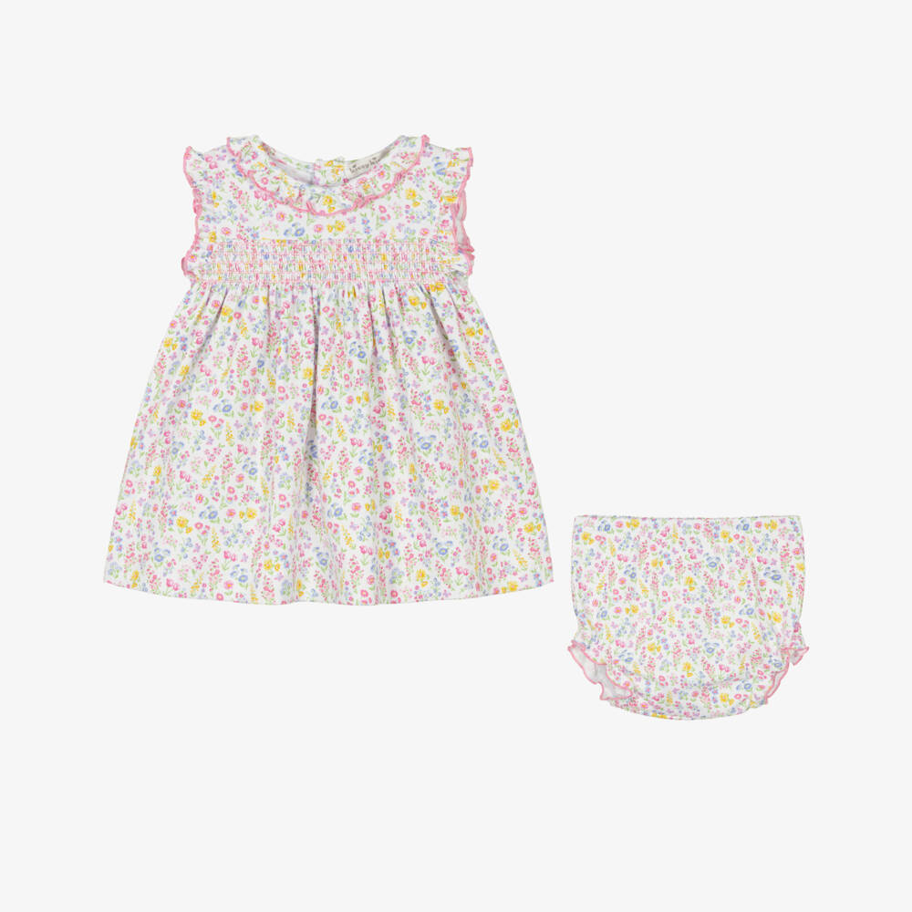 Kissy Kissy-Baby Girls White Pima Cotton Floral Dress | Childrensalon Outlet