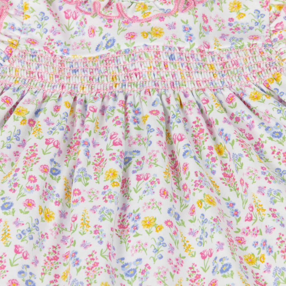 Kissy Kissy-Baby Girls White Pima Cotton Floral Dress | Childrensalon Outlet