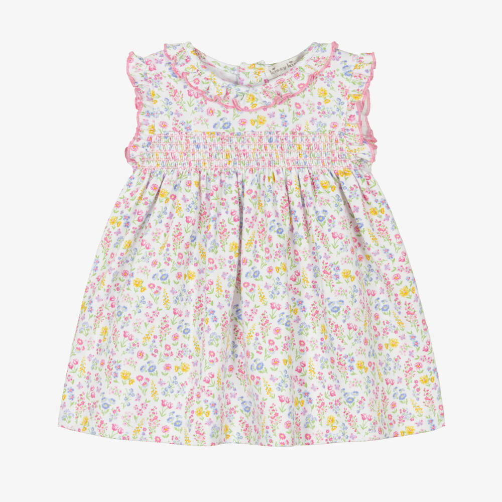 Kissy Kissy-Baby Girls White Pima Cotton Floral Dress | Childrensalon Outlet