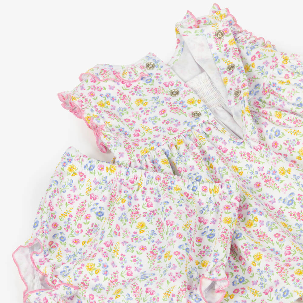 Kissy Kissy-Baby Girls White Pima Cotton Floral Dress | Childrensalon Outlet