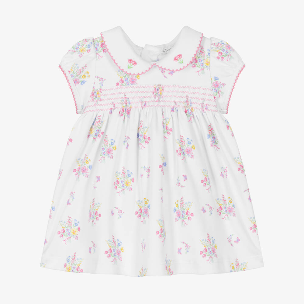 Kissy Kissy-Baby Girls White Pima Cotton Floral Dress | Childrensalon Outlet