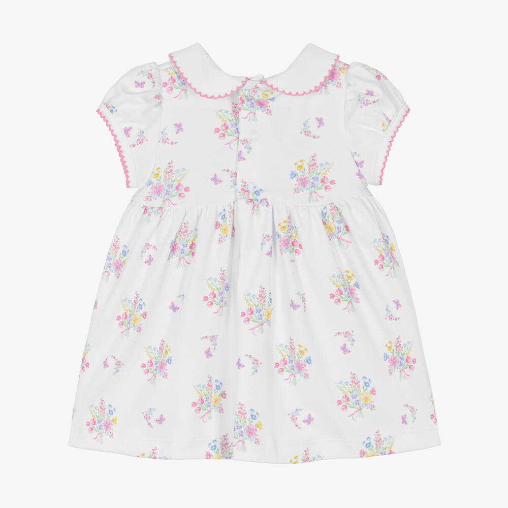 Kissy Kissy-Baby Girls White Pima Cotton Floral Dress | Childrensalon Outlet