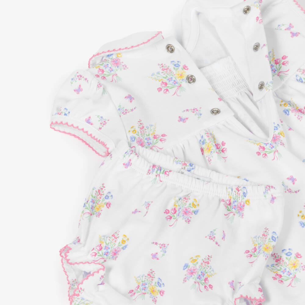 Kissy Kissy-Baby Girls White Pima Cotton Floral Dress | Childrensalon Outlet