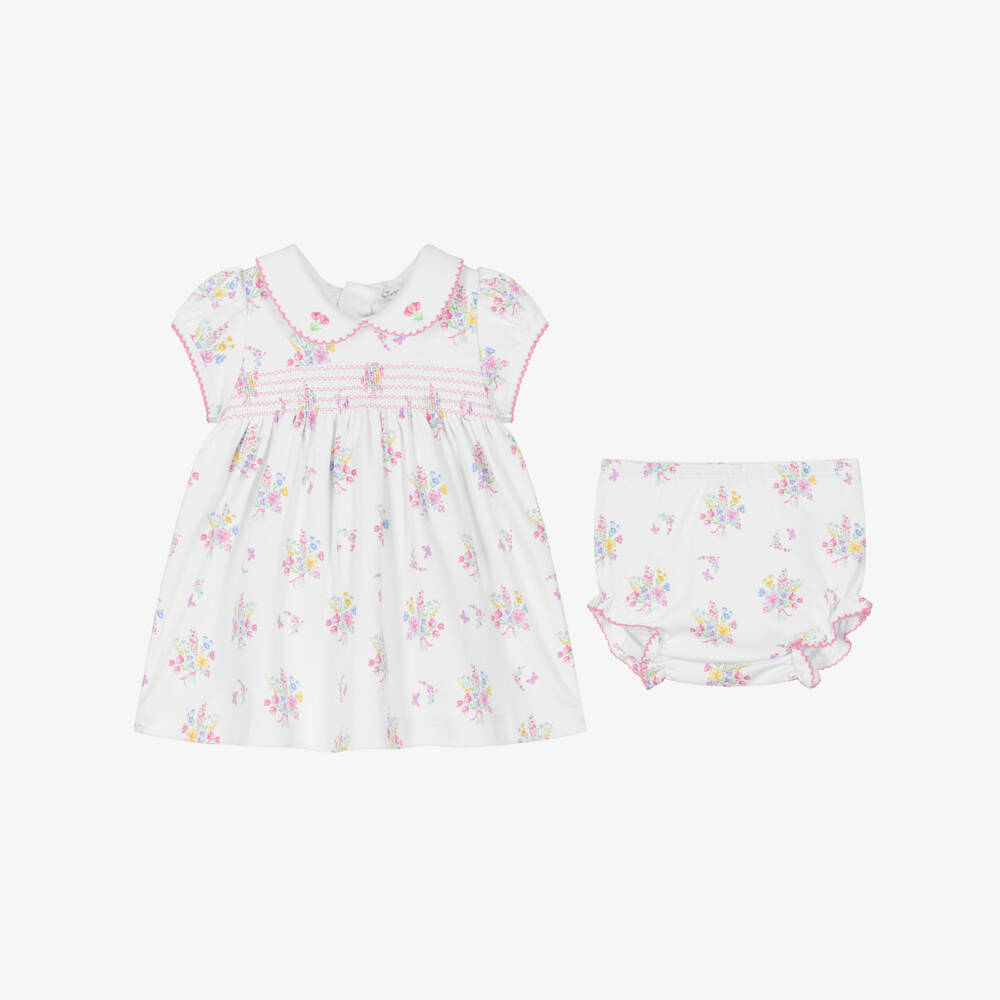 Kissy Kissy-Baby Girls White Pima Cotton Floral Dress | Childrensalon Outlet